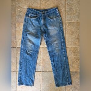 Carhartt Relaxed Fit Blue Jeans Paint Stains Holes